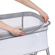 Lionelo - Patut co-sleeper Luna, 2 in 1, Cu setare unghiulara, Cu roti, Reglabil in 6 pozitii pe inaltime, Gri deschis BYNLO-LUNA_GREY_CONCRETE