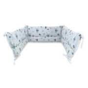 Qmini - Aparatoare pentru patut 120X60 cm, Din bumbac, 180x30 cm, Cu panglici, Fox and Rabbit, Blue BYN6426972015295