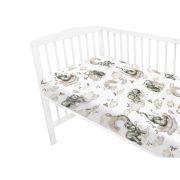 Qmini - Cearceaf cu elastic pentru patut 140x70 cm, Din bumbac, Elephants on Rainbow BYN6426972015233