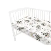 Qmini - Cearceaf cu elastic pentru patut 140x70 cm, Din bumbac, Elephants on Rainbow BYN6426972015233