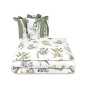 Qmini - Lenjerie patut 3 piese, Cu protectie laterala, Din bumbac, Pentru patut 120x60 cm, Safari BYN6426972015325
