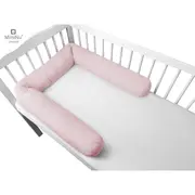MimiNu - Aparatoare tip rulou pentru patut, Lungime 180 cm, Din bumbac, Cu diametru de 10 cm, Colectia Royal, Powder Pink BYN6426972013499