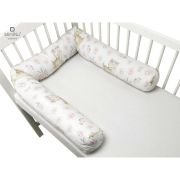 MimiNu - Aparatoare tip rulou pentru patut, Lungime 180 cm, Din bumbac, Cu diametru de 10 cm, Sweet Deer Pink  BYN6426972013321