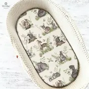 MimiNu - Cearceaf cu elastic pentru landou, carucior si cosulet, Dimensiune 80x45 cm, Din bumbac, Design, Calm Forest Natural BYN6426972013659