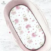 MimiNu - Cearceaf cu elastic pentru landou, carucior si cosulet, Dimensiune 80x45 cm, Din bumbac, Design, Pink Ballerina BYN6426972013529