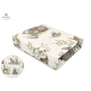 MimiNu - Cearceaf cu elastic pentru patut leagan sau patut co-sleeper, Dimensiune 90x40 cm, Din bumbac, Design, Calm Forest Natural BYN6426972013840