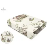 MimiNu - Cearceaf cu elastic pentru patut leagan sau patut co-sleeper, Dimensiune 90x40 cm, Din bumbac, Design, Calm Forest Natural BYN6426972013840