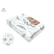 MimiNu - Cearceaf cu elastic pentru patut leagan sau patut co-sleeper, Dimensiune 90x40 cm, Din bumbac, Lulu Natural BYN6426972013758