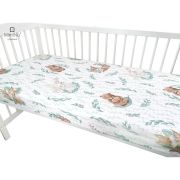 MimiNu - Cearceaf cu elastic pentru patut leagan sau patut co-sleeper, Dimensiune 90x40 cm, Din bumbac, Lulu Natural BYN6426972013758