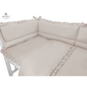 MimiNu - Lenjerie patut cu 4 piese, Cu doua protectii laterale, Cu volanase, Colectia Royal, Beige, Din bumbac, Pentru patut 120x60 cm BYN6426972014731