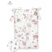 MimiNu - Organizator pentru patut, Din bumbac, Cu 6 compartimente, Cu doua panglici, 70x40 cm, Cu volanase, Design, Pink Ballerina BYN6426972014427