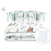 MimiNu - Set lenjerie patut cu 6 piese, Cu pilota si perna, Cu doua aparatori laterale, Din bumbac, Pentru patut 120x60 cm, Lulu Natural BYN6426972014991