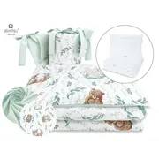 MimiNu - Set lenjerie patut cu 6 piese, Cu pilota si perna, Cu doua aparatori laterale, Din bumbac, Pentru patut 120x60 cm, Lulu Natural BYN6426972014991