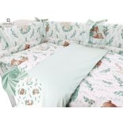MimiNu - Set lenjerie patut cu 6 piese, Cu pilota si perna, Cu doua aparatori laterale, Din bumbac, Pentru patut 120x60 cm, Lulu Natural BYN6426972014991