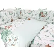 MimiNu - Set lenjerie patut cu 6 piese, Cu pilota si perna, Cu doua aparatori laterale, Din bumbac, Pentru patut 120x60 cm, Lulu Natural BYN6426972014991