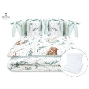 MimiNu - Set lenjerie patut cu 6 piese, Cu pilota si perna, Cu doua aparatori laterale, Din bumbac, Pentru patut 120x60 cm, Lulu Natural BYN6426972014991