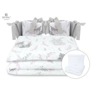 MimiNu - Set lenjerie patut cu 6 piese, Cu pilota si perna, Cu doua aparatori laterale, Din bumbac, Pentru patut 120x60 cm, Lulu Rose BYN6426972015004