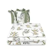 Qmini - Lenjerie patut 3 piese, Cu protectie laterala, Din bumbac, Pentru patut 140x70 cm, Safari BYN6426972015400