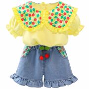 Costumas cu bluzita galbena si pantalonasi din blugi - cirese (marime disponibila: 9-12 luni (marimea 20 incaltaminte)) mbxq1899-1-dg.9-12 luni (marimea 20 incaltaminte)