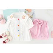 Costumas cu bluzita alba si pantalonasi scurti roz (marime disponibila: 2 ani) adxq1900-1-dg.2 ani