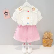 Costumas cu bluzita alba si pantalonasi scurti roz (marime disponibila: 2 ani) adxq1900-1-dg.2 ani