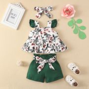 Costumas cu bluzita cu bretelute si pantalonasi scurti verzi (marime disponibila: 6-9 luni (marimea 19 incaltaminte)) mdrz0083-2-de.6-9 luni (marimea 19 incaltaminte)
