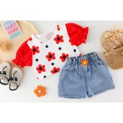 Costumas cu bluzita cu flori rosii si pantalonasi din blugi (marime disponibila: 6-9 luni (marimea 19 incaltaminte)) mbxq1895-1-dg.6-9 luni (marimea 19 incaltaminte)