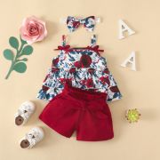 Costumas cu bluzita cu volane si pantalonasi scurti visinii (marime disponibila: 18-24 luni) mbrz020-3-de4.18-24 luni