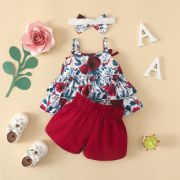 Costumas cu bluzita cu volane si pantalonasi scurti visinii (marime disponibila: 18-24 luni) mbrz020-3-de4.18-24 luni