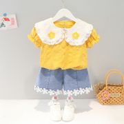 Costumas cu bluzita galben mustar si pantalonasi din blugi (marime disponibila: 9-12 luni (marimea 20 incaltaminte)) mdxq1974-1-dg.9-12 luni (marimea 20 incaltaminte)