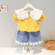 Costumas cu bluzita galben mustar si pantalonasi din blugi (marime disponibila: 9-12 luni (marimea 20 incaltaminte)) mdxq1974-1-dg.9-12 luni (marimea 20 incaltaminte)