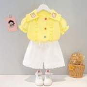 Costumas cu bluzita galbena si pantalonasi scurti albi LIXQ1900-2-dg