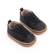 Pantofiori negri cu margini maro pentru baietei (marime disponibila: 3-6 luni (marimea 18 incaltaminte)) mdd2782-1-p13.3-6 luni (marimea 18 incaltaminte)