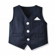 Costum elegant bleumarine cu vestuta si papion ADtzb0910-1-DE2
