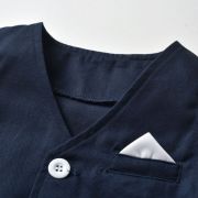 Costum elegant bleumarine cu vestuta si papion ADtzb0910-1-DE2