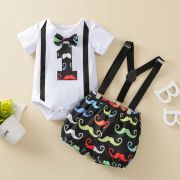 Costumas cu body pentru baietei - mustache (marime disponibila: 0-3 luni) lit0031.0-3 luni