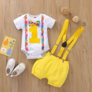 Costumas cu body pentru baietei - yellow party (marime disponibila: 3-6 luni (marimea 18 incaltaminte)) adt0028.3-6 luni (marimea 18 incaltaminte)