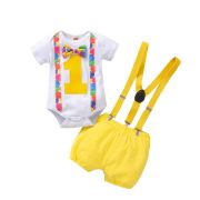 Costumas cu body pentru baietei - yellow party (marime disponibila: 3-6 luni (marimea 18 incaltaminte)) adt0028.3-6 luni (marimea 18 incaltaminte)