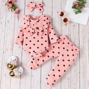 Compleu roz somon cu inimioare pentru fetite (marime disponibila: 6-9 luni (marimea 19 incaltaminte)) lic1209-de.6-9 luni (marimea 19 incaltaminte)