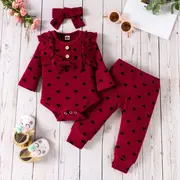 Compleu visiniu cu inimioare pentru fetite (marime disponibila: 6-9 luni (marimea 19 incaltaminte)) lic1209-1-de.6-9 luni (marimea 19 incaltaminte)