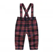 Costum elegant cu salopeta in carouri rosii (marime disponibila: 3-6 luni (marimea 18 incaltaminte)) mdtzb0102-de2.3-6 luni (marimea 18 incaltaminte)