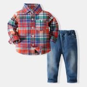 Costumas cu blugi si camasuta in carouri MBtz1172-j