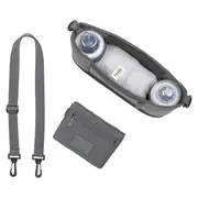 Lionelo - Geanta impermeabila pentru mamici si carucior, Little Cube, Cu 4 compartimente, Curea detasabila, Buzunar exterior detasabil, Gri BYNLO-LITTLE_CUBE_GREY