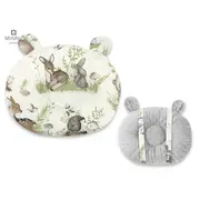 MimiNu - Perna bebelusi Ursulet, Multifunctionala, Cu doua fete, Tesatura pufoasa minky si bumbac, Design, Minky Calm Forest Natural BYN6426972011150