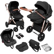 Babygo - carucior 3 in 1 air halime black – cadru gold bbbbgo-76141