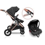 Babygo - carucior 3 in 1 air halime black – cadru gold bbbbgo-76141