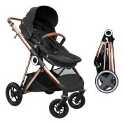Babygo - carucior 3 in 1 air halime black – cadru gold bbbbgo-76141
