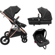 Babygo - carucior 3 in 1 air halime black – cadru gold bbbbgo-76141