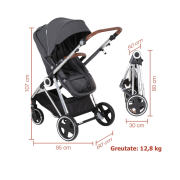 Babygo - carucior 3 in 1 halime  – cadru silver  bbbbgo-74112