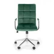 Scaun birou hm gonzo 4, stofa tip catifea, mecanism de balans, cu brate tapitate, cadru cromat, rotatie 360&deg;, 90 kg, verde drm9930
